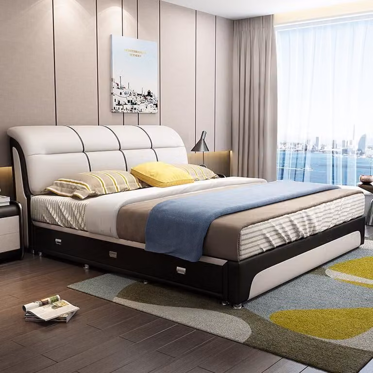 Betten Polster Textil Modern Holz Schlafzimmer Doppelbett Chesterbett Bett