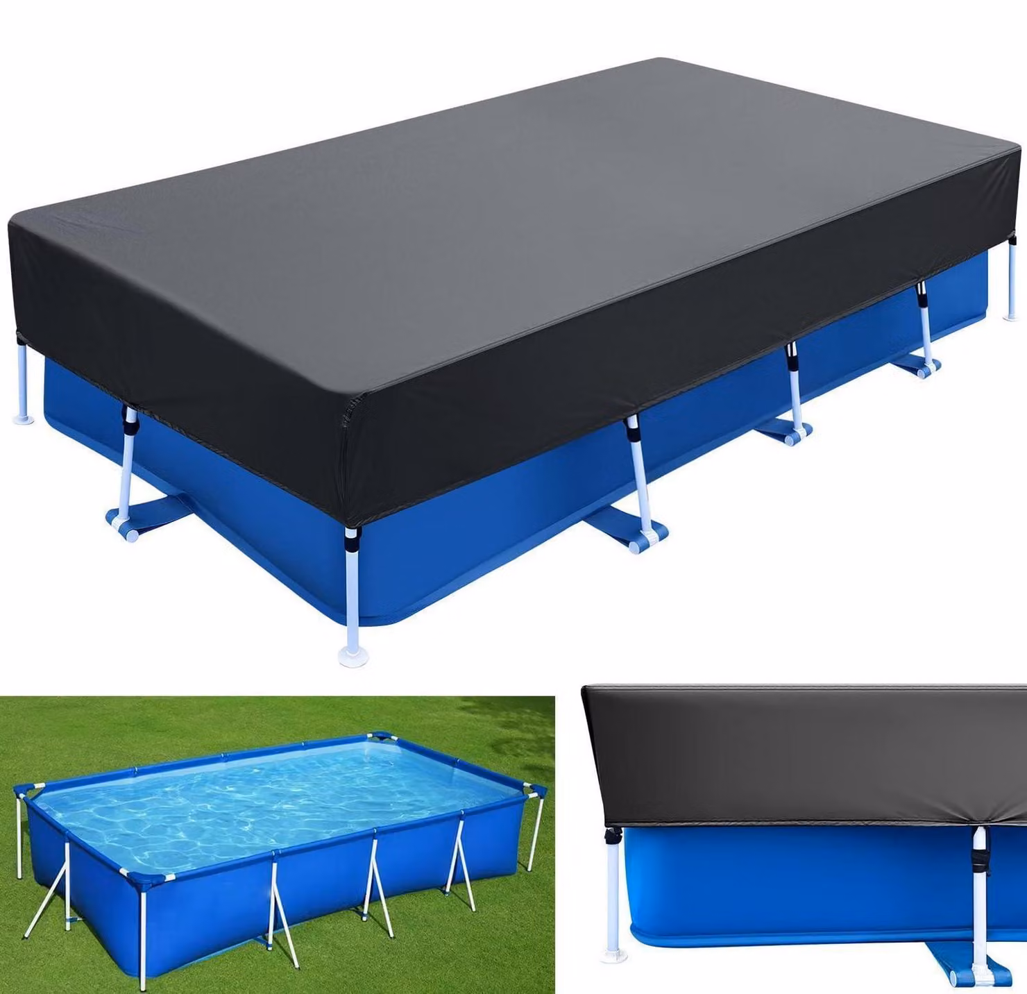 Copertura per piscina rettangolare, 400 x 210 cm. Telo copripiscina, 402 x 213 cm