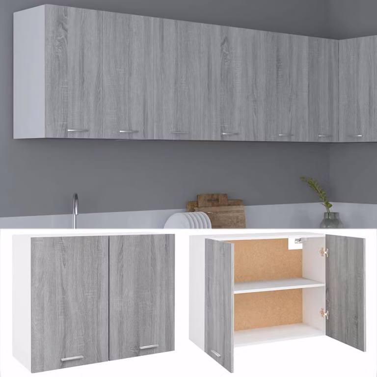 vidaXL Mobile Pensile “Lyon” Grigio Sonoma 80x31x60 cm