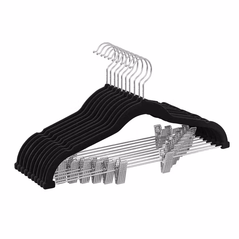 Grucce per Pantaloni in Velluto, Nero / Set di 10