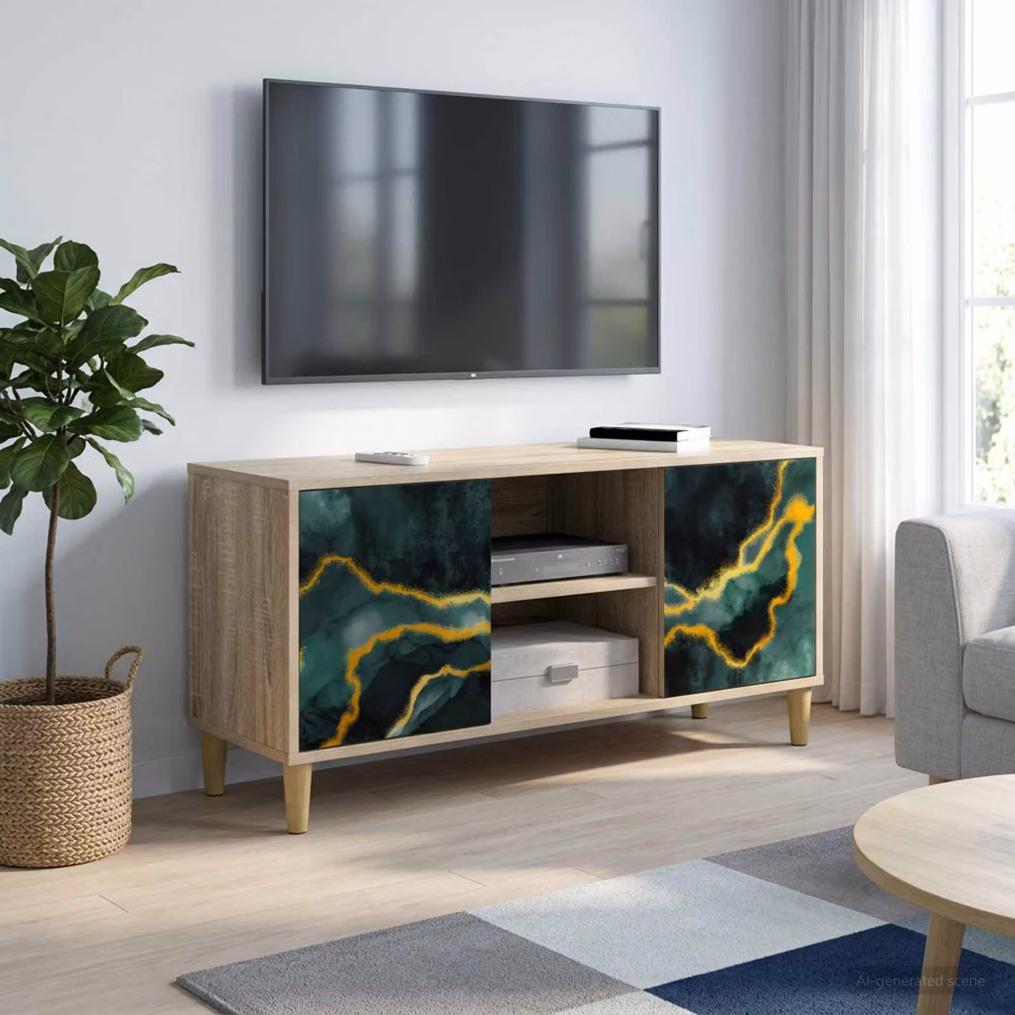 Mobile TV vidaXL WIJHE in legno ingegnerizzato color Sonoma, L 102 x P 33 x H 50 cm