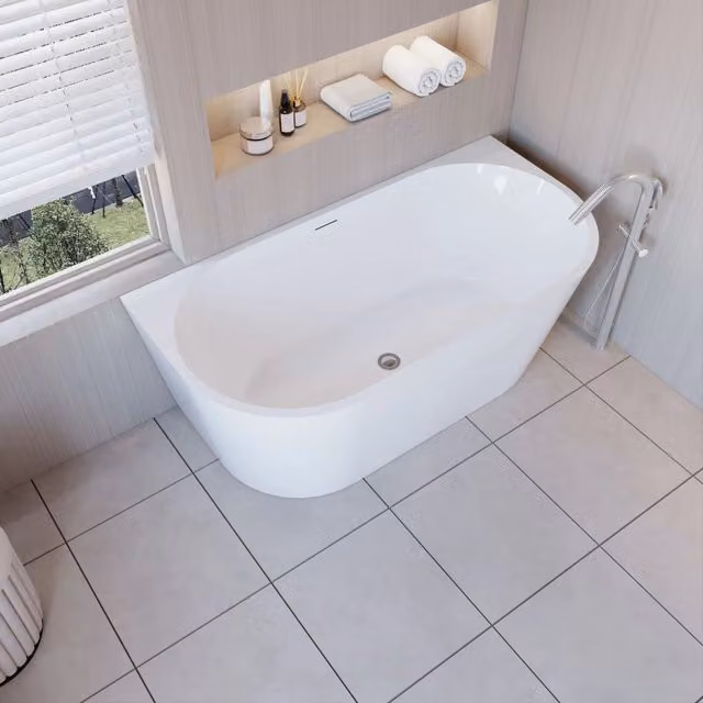 Vasca da Bagno a Isola in Acrilico 150x75x58 cm o Semi-Freestanding da Parete Colore Bianco