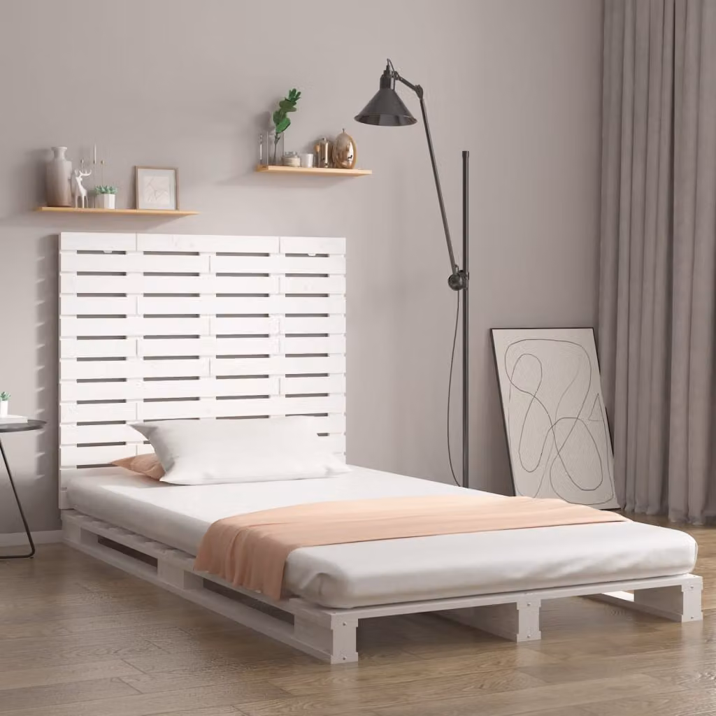 Testiera da parete vidaXL in legno massello di pino bianco, L 141 cm x P 3 cm x H 91,5 cm