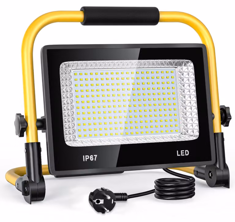 Lampada da lavoro a LED, 100 W, 6500 K, cavo da 2 metri, grado di protezione IP67 (resistente all'acqua), ideale per officine e garage