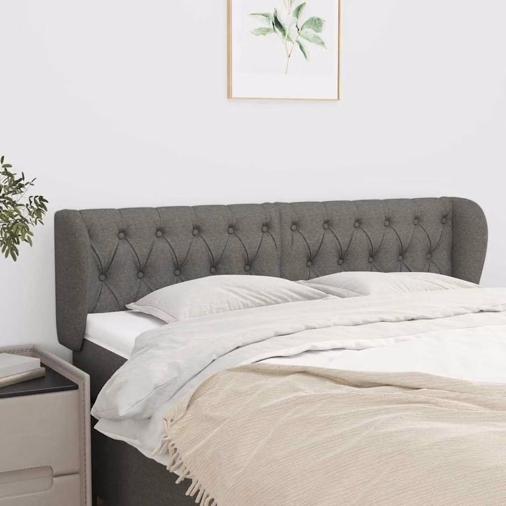 Testiera ad orecchio vidaXL in tessuto grigio scuro L: 147 cm, P: 23 cm, H: 78/88 cm