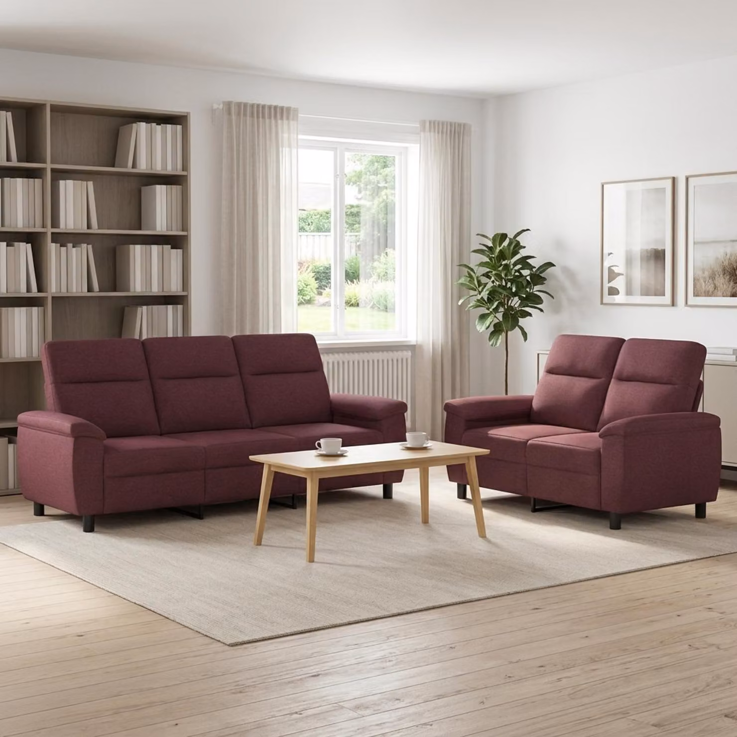 Set di 2 divani moderni vidaXL in tessuto viola con struttura in metallo per il tuo soggiorno