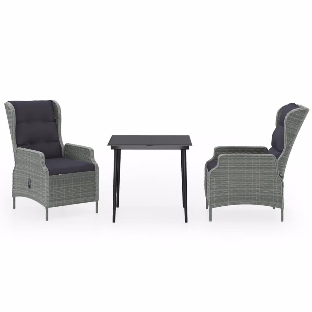 Set da Pranzo da Giardino 3 pz Grigio Chiaro