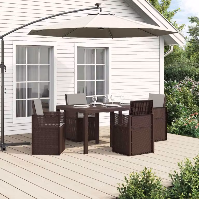 Maison Exclusive - Set da pranzo per esterno, 5 pezzi, color marrone e grigio chiaro, in PP (polipropilene)