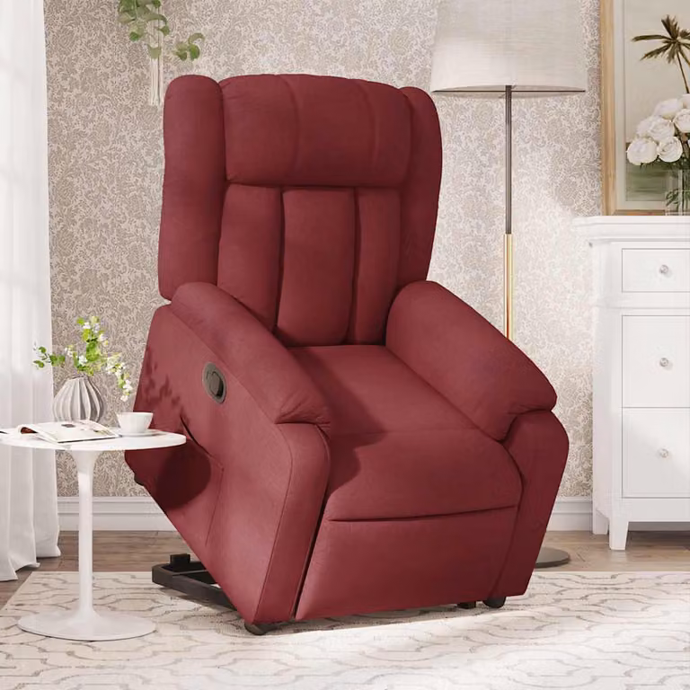 vidaXL Poltrona Alzapersona Reclinabile con Assistenza Elettrica in Tessuto Rosso