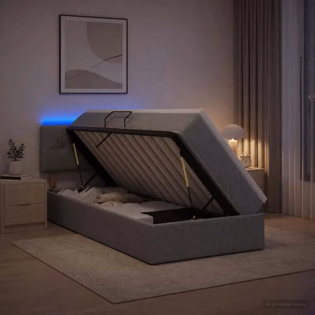 Letto con contenitore LED e materasso Grigio Chiaro 90 x 190 cm 3459030