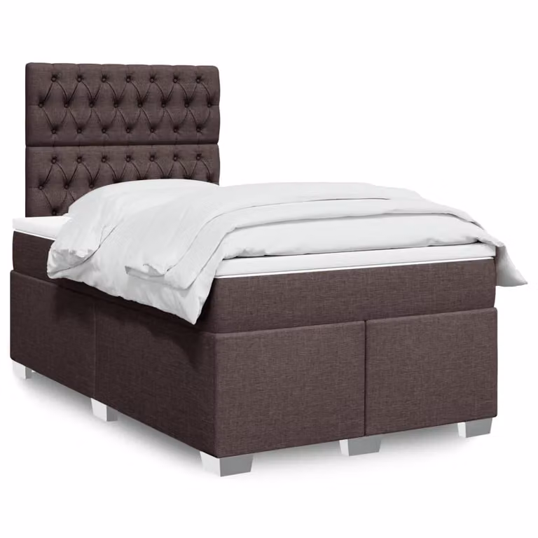 vidaXL Letto Ibrido con Giroletto a Molle e Materasso in Tessuto, Marrone e Bianco, L/P/H: 200 x 120 x 150,5 cm
