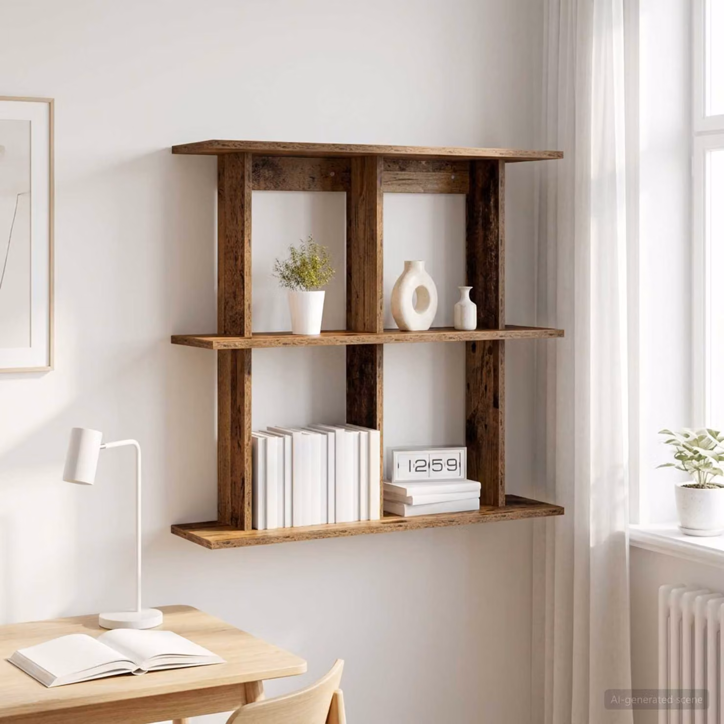 Scaffale da parete moderno vidaXL in legno color marrone L: 100 cm, P: 20 cm, H: 75 cm