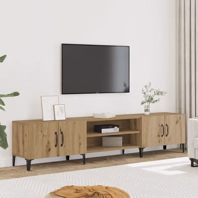 Mobile TV moderno vidaXL in legno e metallo marrone L: 180 cm, P: 31,5 cm, H: 40 cm