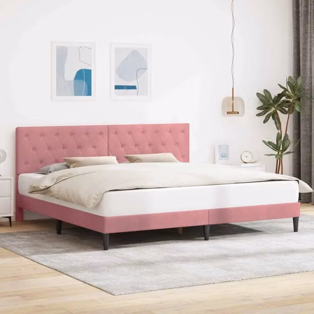 Struttura del letto con testiera Rosa 200 x 200 cm Velluto 42027688