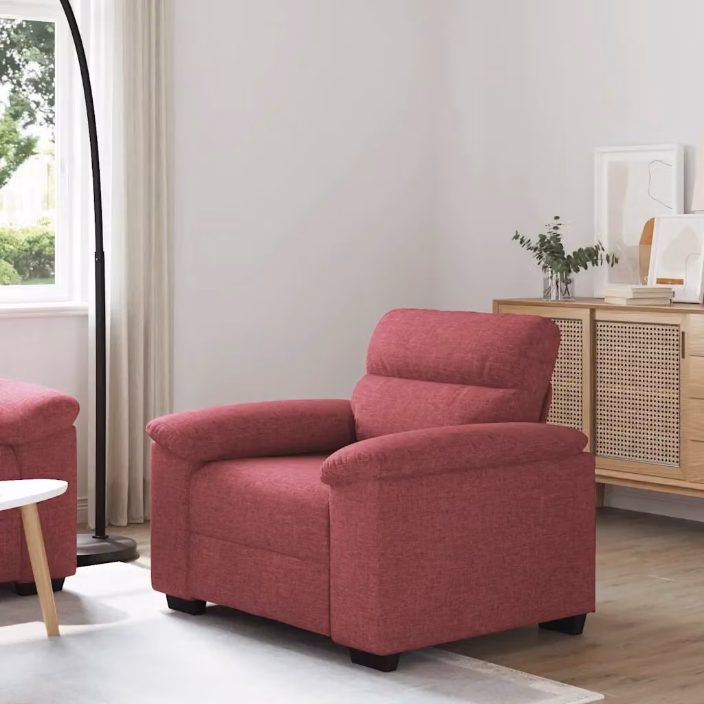 Poltrona Relax Moderna con Braccioli in Tessuto Rosso, L: 100 cm, P: 81 cm, H: 84 cm – 2