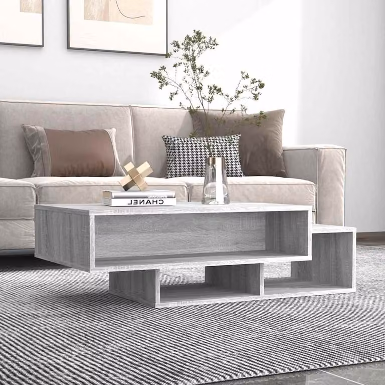 vidaXL Tavolino da Salotto Moderno in Legno Multistrato Grigio L: 105 cm, P: 55 cm, H: 32 cm