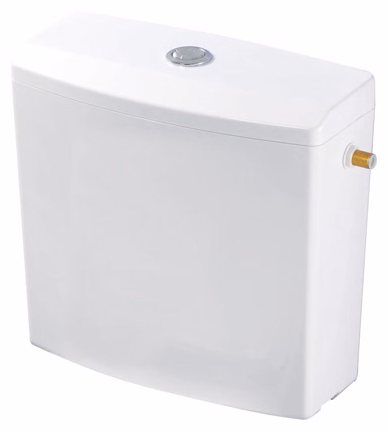Cassetta scarico a muro, 3L/6L, bianca, antibatterica, completa di kit di montaggio