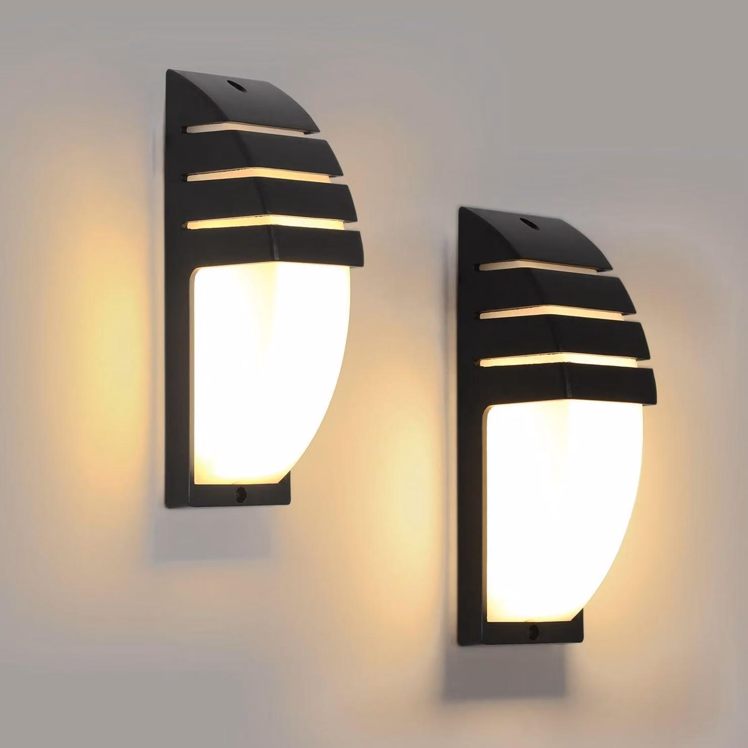 Lampada da parete a LED, set da 2, 12W, grado di protezione IP65, luce bianco caldo 3000K, 1000 lumen, alluminio nero