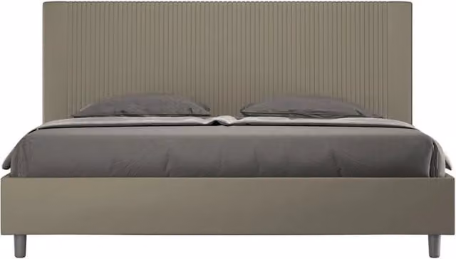 Letto matrimoniale king size con contenitore imbottito ityhome modello Goya in similpelle color cappuccino L: 190 cm x P: 210 cm
