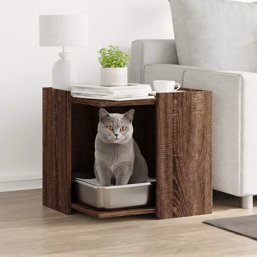 vidaXL Rifugio per lettiera per gatti in MDF Marrone L 53 x P 53 x H 51 cm