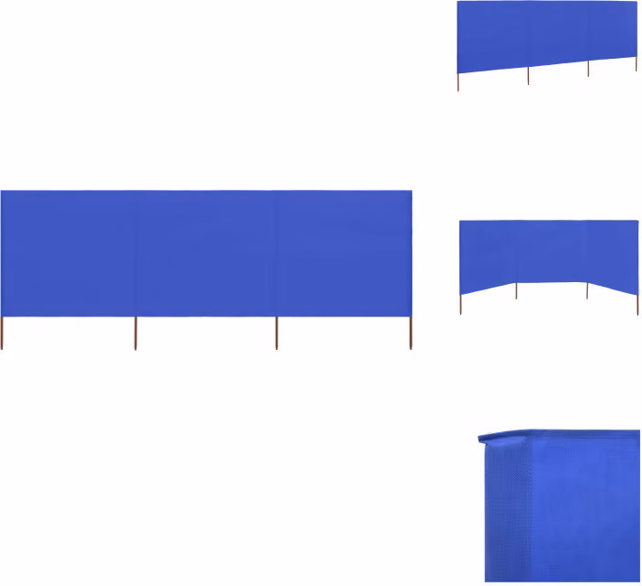 vidaXL Tessuto frangivento 3 pezzi 400 x 120 cm Azzurro -  Ombrelloni e protezioni solari