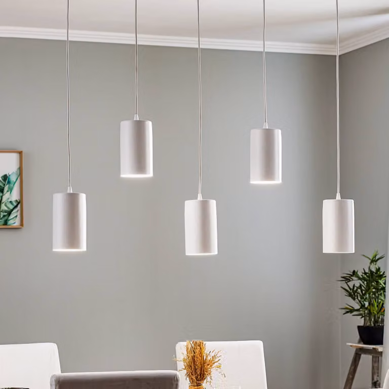 Lampada a sospensione ZW Tube TEMAR LIGHTING, dimmerabile, Bianco / Opale, Soggiorno / Sala da pranzo, Metallo, Moderno, Lampada a sospensione