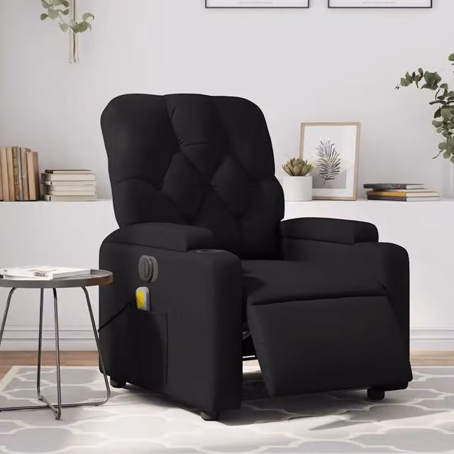 Divano Sedia-Poltrona Massaggiante Reclinabile Elettrica Nera in Similpelle 810926 – 1