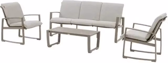 Set salotto da esterno Hespéride Meloane colore tortora con cuscini, 5 posti, L: 120 cm, P: 59 cm, H: 38 cm