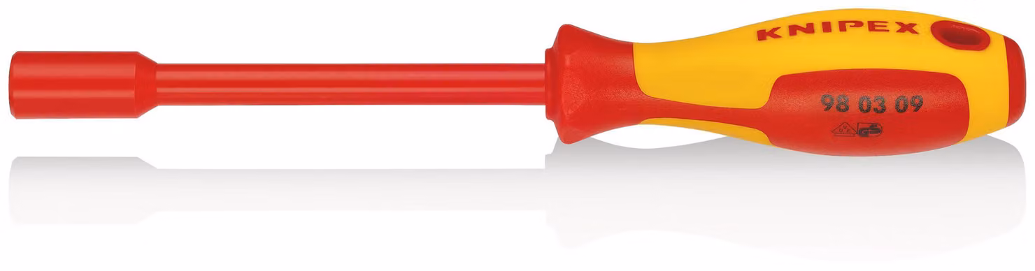 KNIPEX 98 03 09 Chiave a bussola con impugnatura a cacciavite isolante multicomponente, testata VDE brunita 237 mm