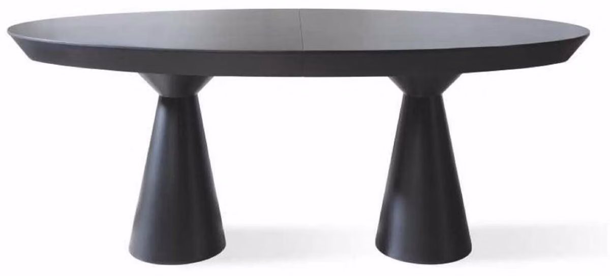 Casa Padrino Luxury Art Deco Dining Table Matt Black 200-250 x 120 x H. 78 cm - Tavolo da cucina allungabile in legno massello con piano ovale - Mobili Sala da Pranzo - Mobili Art Deco - Mobili