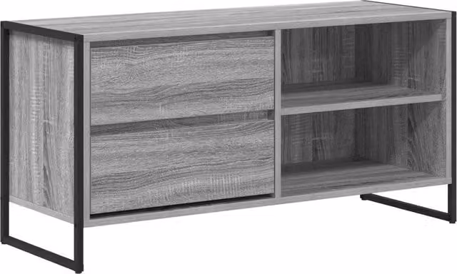 Porta TV rettangolare grigio sonoma 100 x 36 x 49,5 cm con cassetto design moderno atmosfera urbana in legno grigio 02_0054562