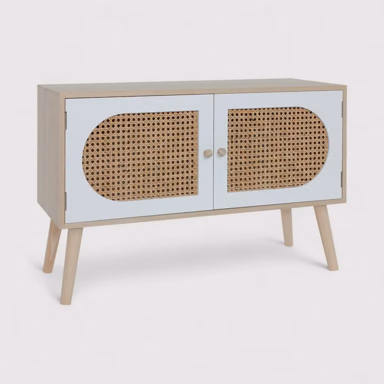 Kengai - Mobile per soggiorno con 2 ante in stile boho e scandinavo