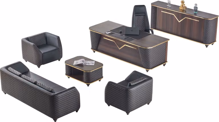 Komplett Arbeitszimmer Set Schreibtisch Sofas Sideboard Büroeinrichtung