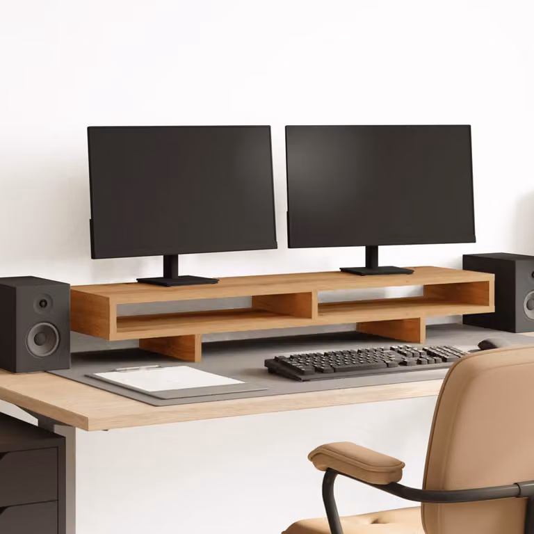 Supporto per Monitor vidaXL in MDF Rovere Artigianale, Marrone, L 100 cm x P 27 cm x H 15 cm