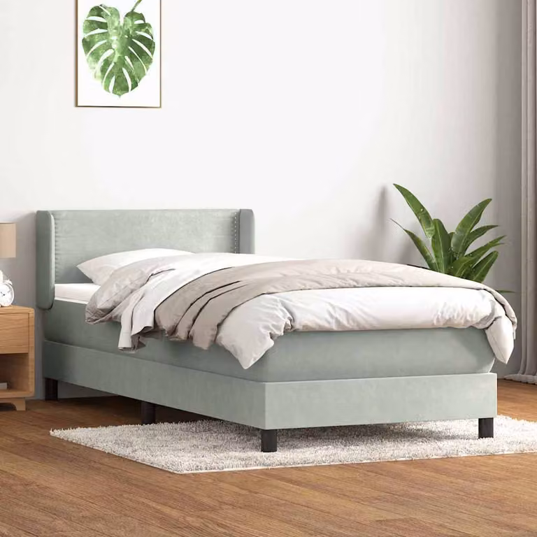 Maison Exclusive - Giroletto a Molle con Materasso Grigio Chiaro 90x220 cm Velluto