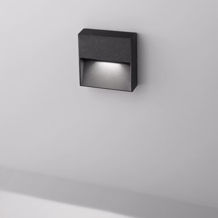 Egger Licht Applique da esterni a LED Vigo Q, Nero, Corridoio, Alluminio, Moderno, Applique LED da esterni