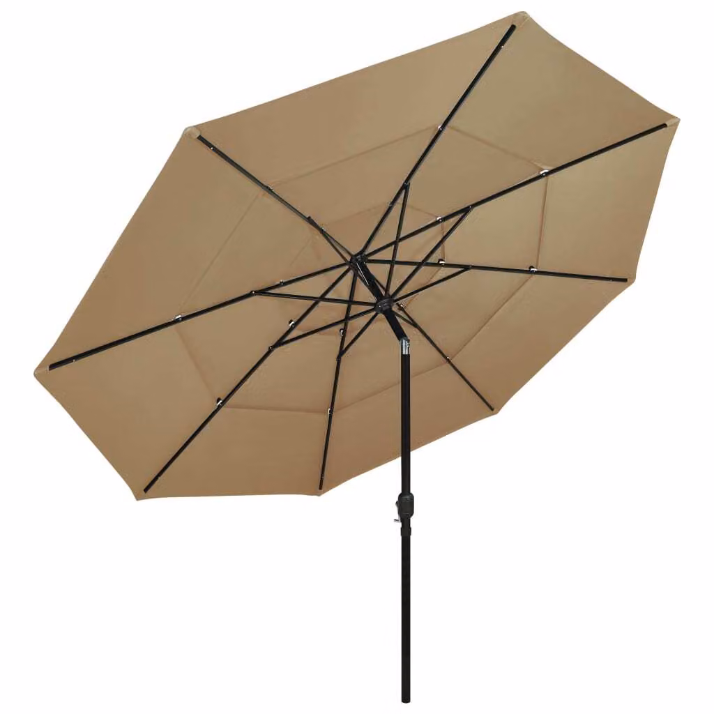 vidaXL Ombrellone con palo in alluminio a 3 strati color tortora 3,5 m