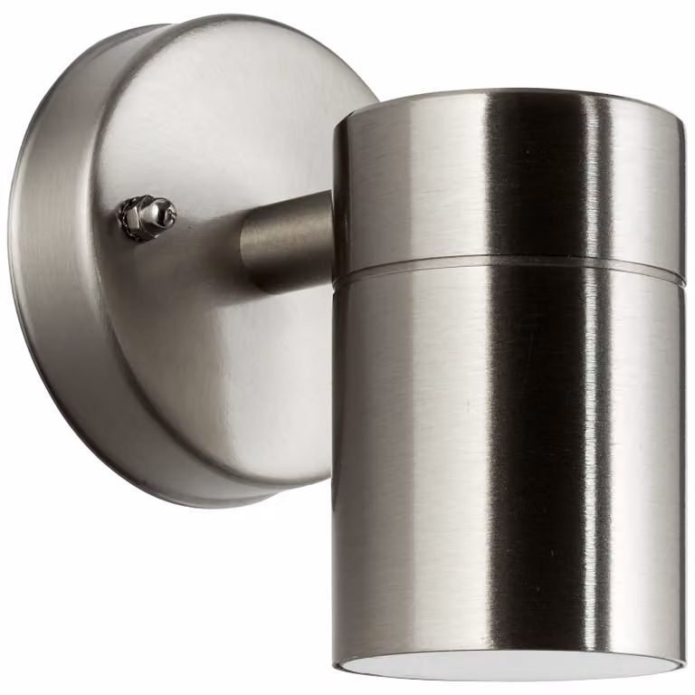 BRILLANTE faretto da parete argentato JANDY | dimmerabile con una sorgente luminosa adeguata | 1x presa GU10 max. 20 watt | metallo/vetro | IP44