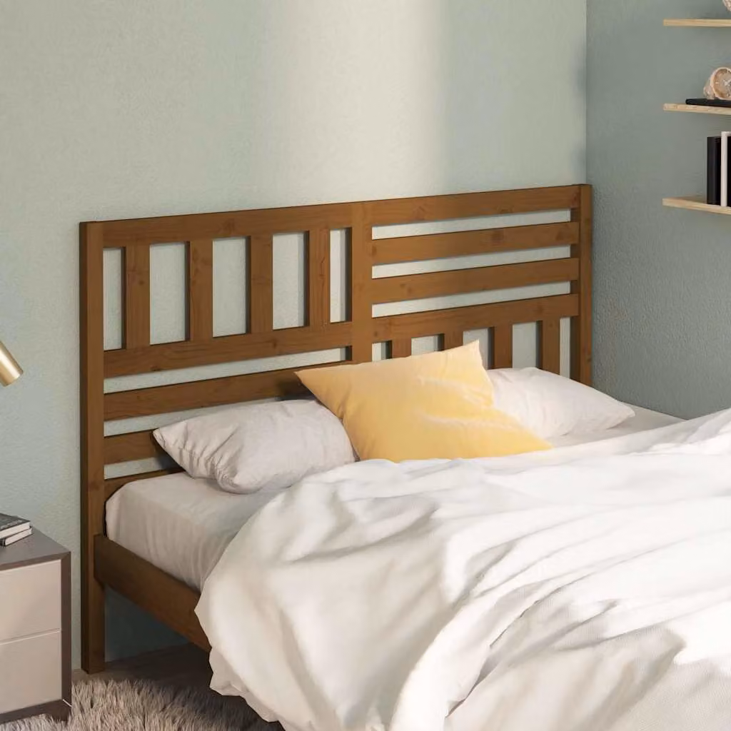 Testiera per letto vidaXL in legno di pino massiccio, colore marrone, L 126 cm x P 4 cm x H 100 cm