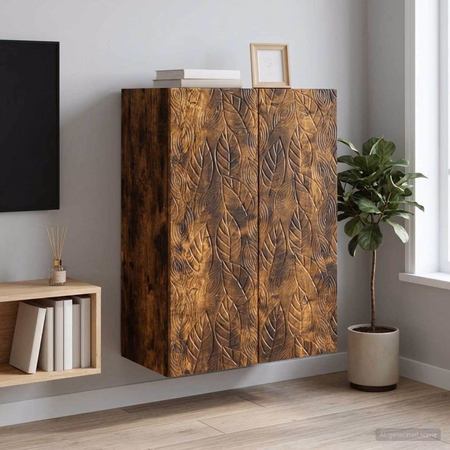 Mobiletto a muro vidaXL in legno marrone con ante a battente e ripiani interni L/P/H: 66 x 34,5 x 90 cm