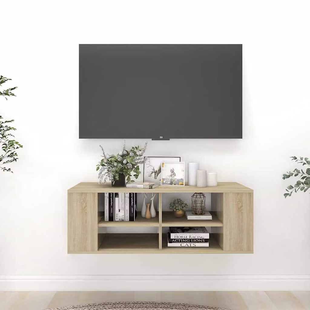 Mobile TV da parete vidaXL in legno Rovere Sonoma, L 102 x P 35 x H 35 cm