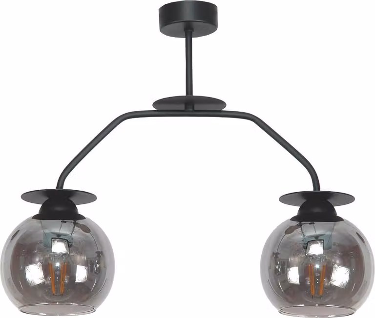 Lampada da soffitto a sospensione, nera, paralume in vetro grafite 15-469 Fred