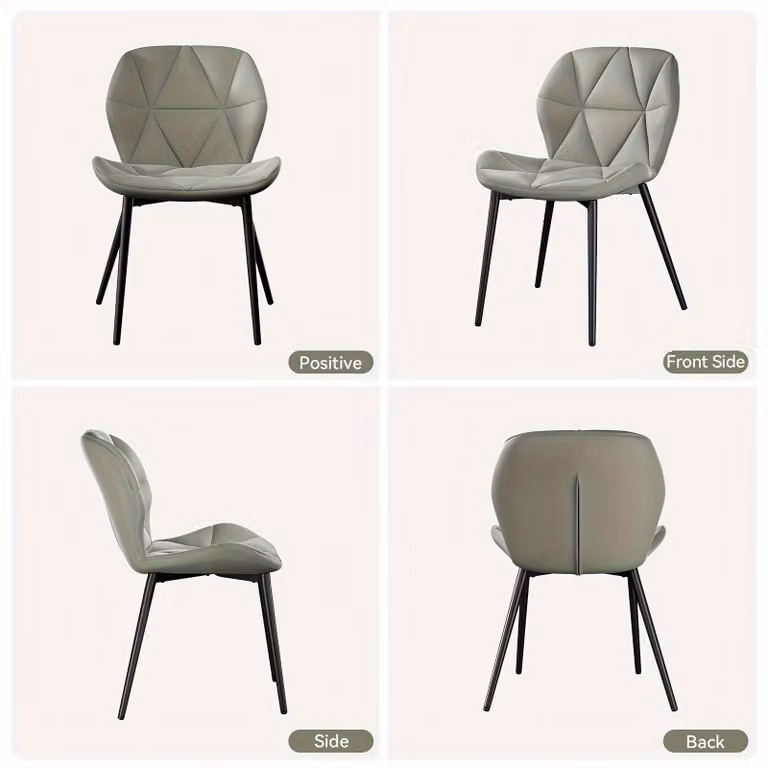 Sedie da pranzo – Set da 2, design mid-century, rivestimento in boucle, struttura in metallo, colore grigio asfalto