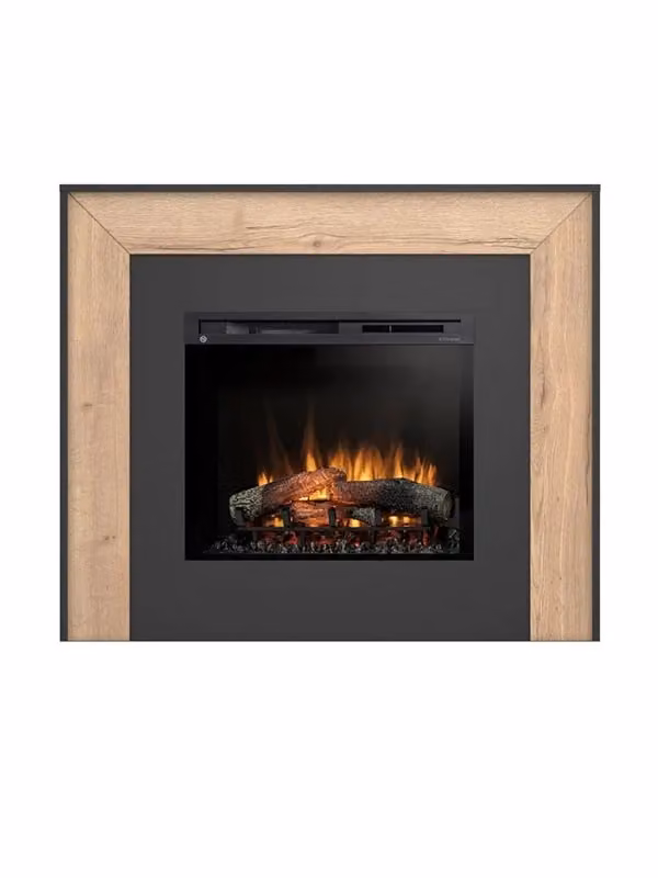 Camino Elettrico Riscaldante Autoportante con LED ZUNI, L: 130,2 cm, P: 27,5 cm, H: 110 cm, Nero e Rovere Chiaro – 2