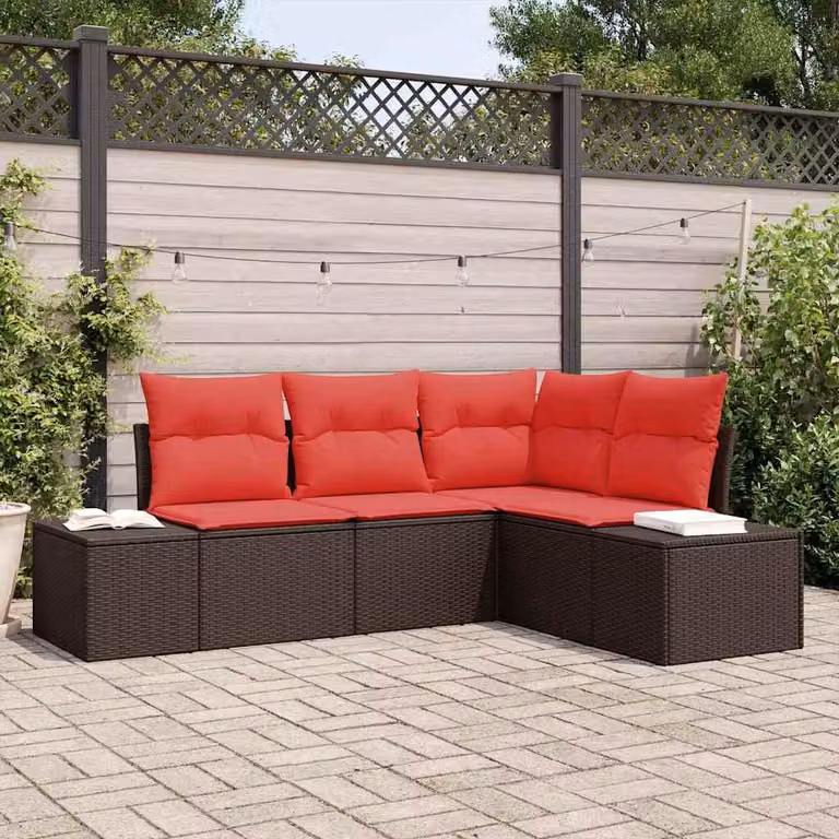 Maison Exclusive - Set da giardino composto da 4 pezzi, divano in rattan sintetico marrone