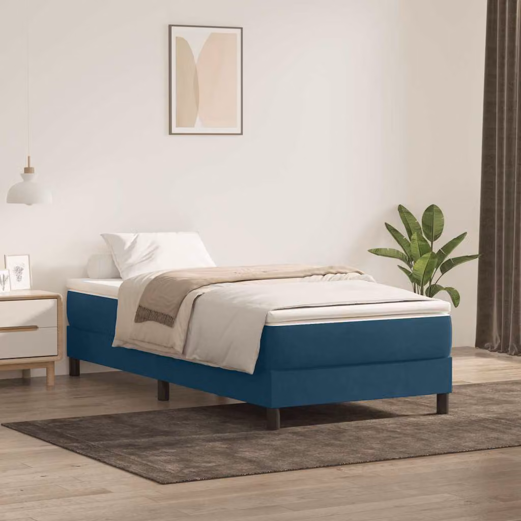 vidaXL Giroletto a Molle con Materasso in Velluto Blu Scuro, L: 80 cm, P: 223 cm