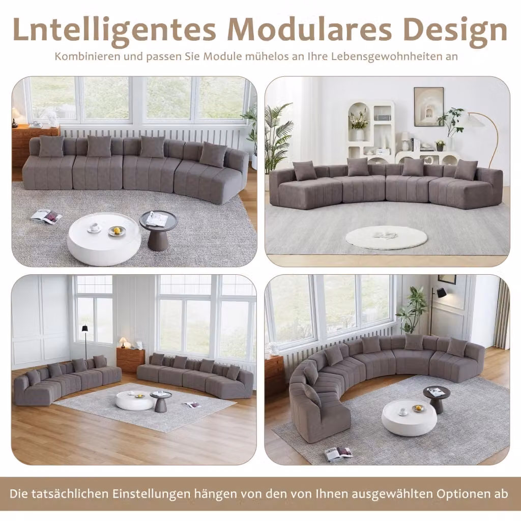 Divano modulare REDOM in tessuto grigio con design minimalista per il tuo soggiorno – 2