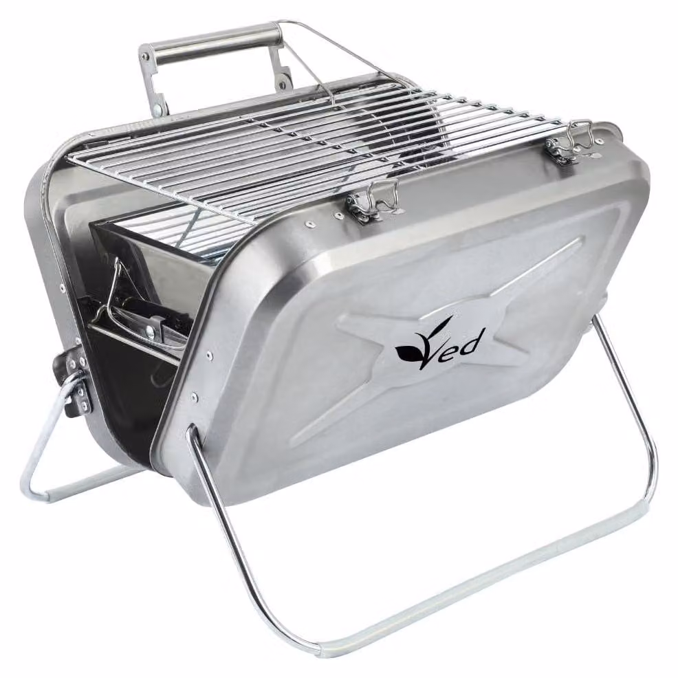 Elzusha - Barbecue portatile pieghevole a carbone in acciaio inossidabile