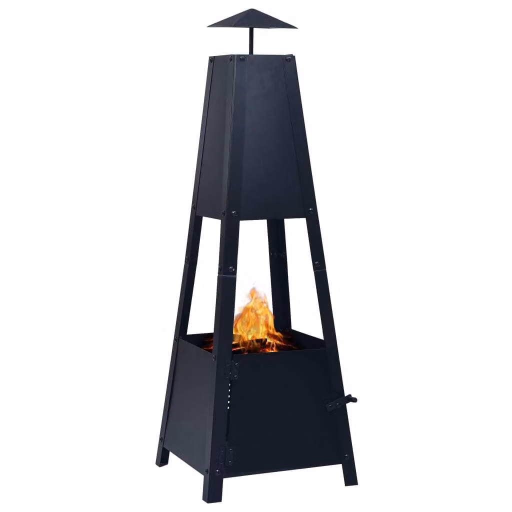Focolare nero 35×35×99 cm in acciaio