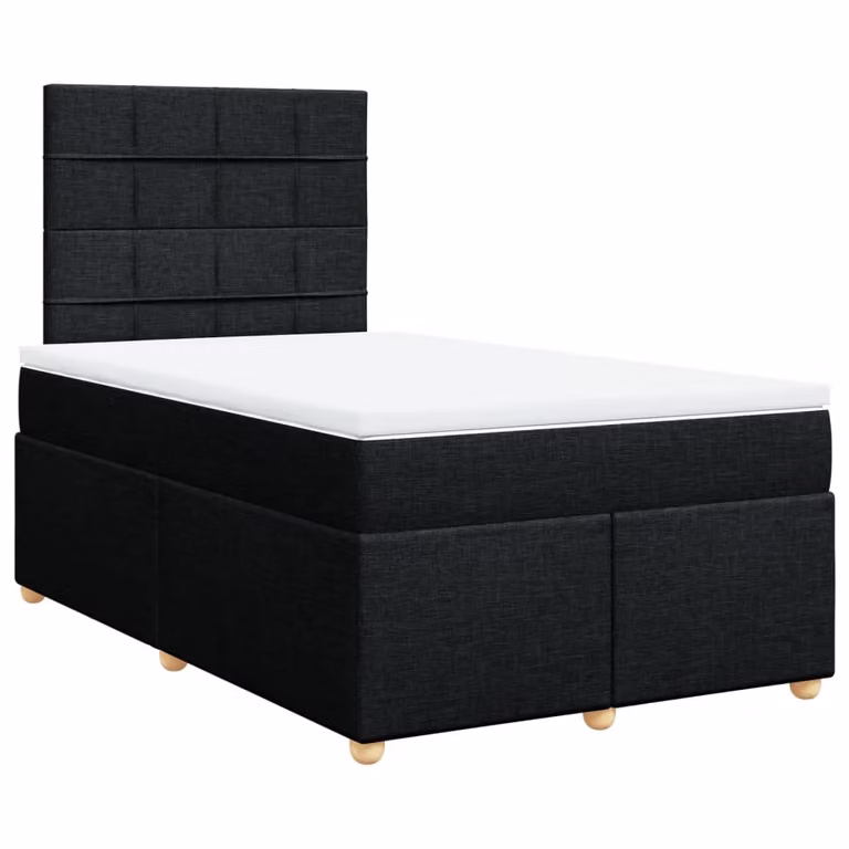 Giroletto a Molle con Materasso Nero 120x200 cm in Tessuto